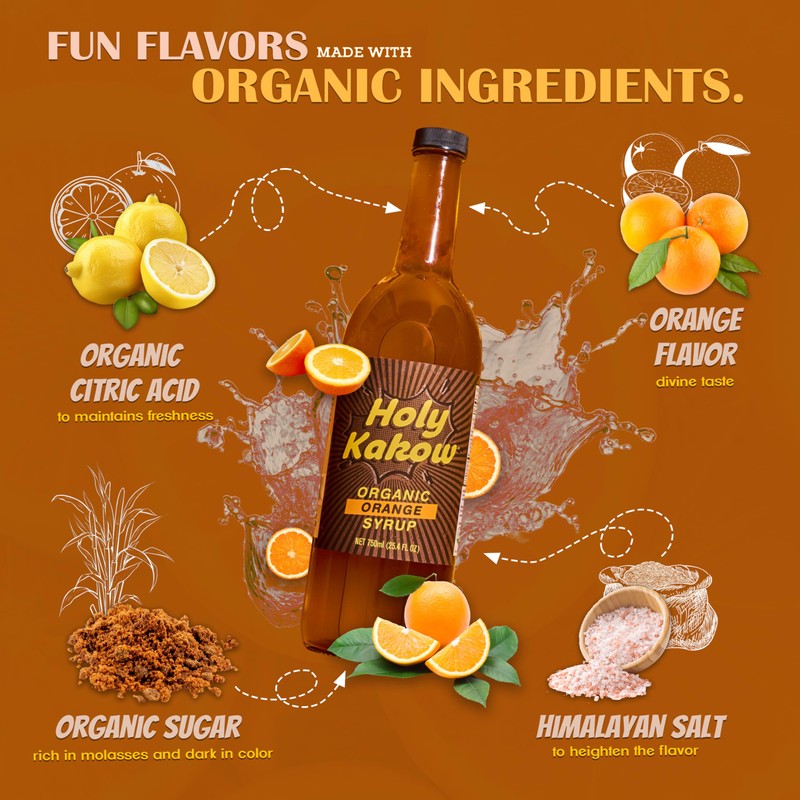 Holy Kakow Cafe Organic Orange Syrup - Orange Syrup, Coffee