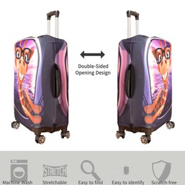 7-Mi 3D Print Giraffe Design Travel Suitcase Protector Elastic Sleeve Cover 19 - 21 Inch Anti-Scratch Luggage Cover Size S