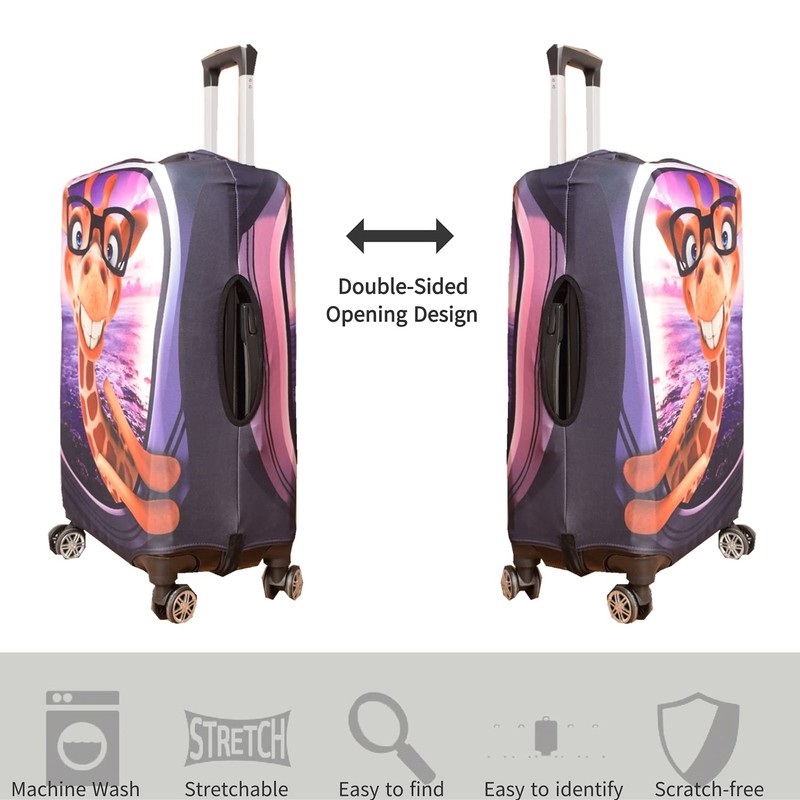7-Mi 3D Print Giraffe Design Travel Suitcase Protector Elastic Sleeve
