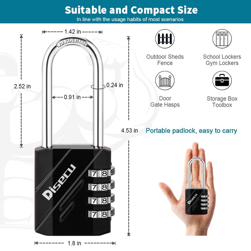 Disecu 2 Pack 4 Digit Combination Lock 2.5 Inch Long