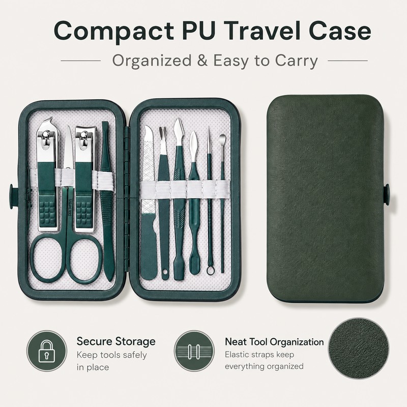 10-Piece Stainless Steel Manicure Set for Nail Care – Portable