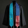 2025 Kazakhstan Flag and USA Flag Graduation Stole Graduation Sash
