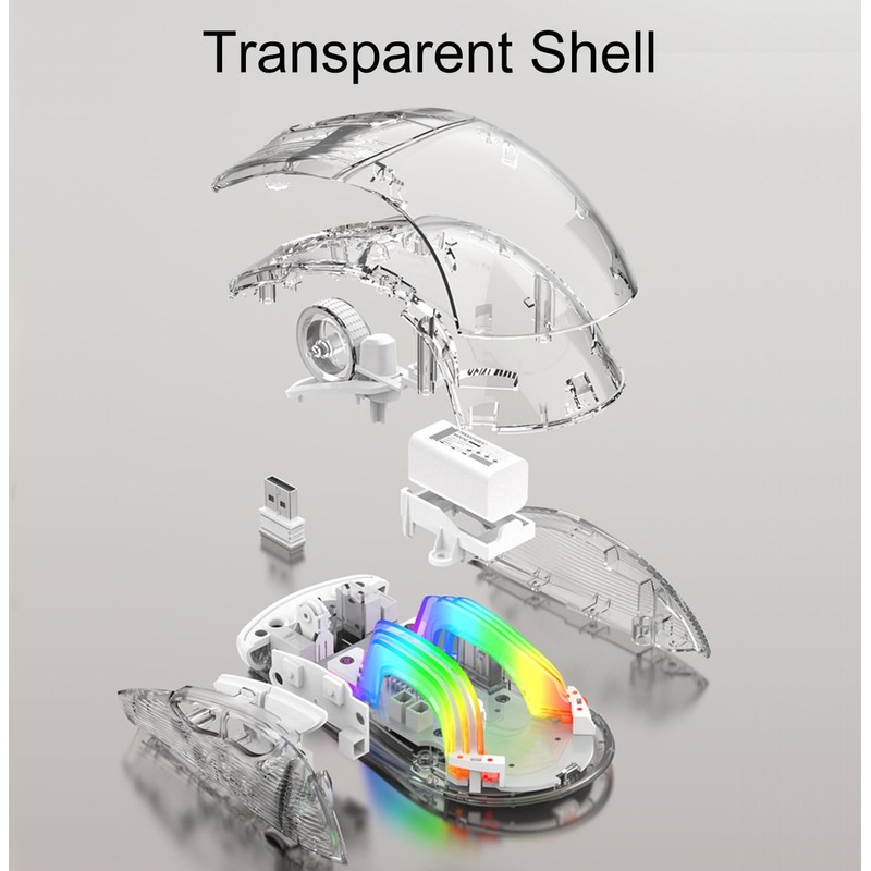 Lancoon Kabellose Gaming Maus Transparente Mechanische Maus mit 2.4G Optischem