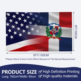 Vintage Flag Of Dominican Republic And America Flag 3x5 Ft Double Sided Vivid Color, Indoor/Outdoor Yard Garden Lawn Holiday Decoration Banner Sign