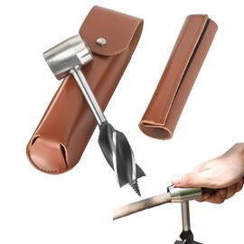 NVAAV Bushcraft Hand Auger Wrench Settlers Tool - Scotch Eye Auger Drill for Survival & Camping Essentials Gear, Multifunction Manual Wood Hole Maker with Leather Case & Carabiner