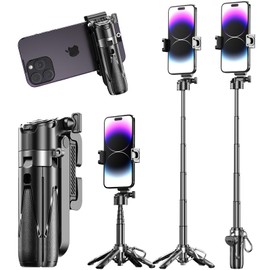 DWY Selfie Stick, 2025 Evolution Model, Integrated Tripod & Ultra Lightweight 5.9 oz (141 g), Bluetooth Remote Control, Smartphone Stand, Folding Stick, 360° Rotation & Horizontal Shooting, 6 Levels
