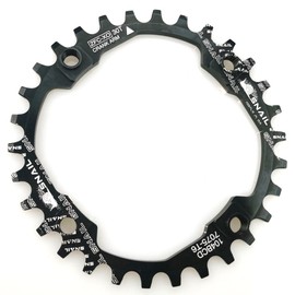FOMTOR Narrow Wide Chainring 30T 32T 34T 36T 104 BCD 9 10 11 Speed Single Chainring Perfect for Most Mountain Bike Road Bike BMX MTB Fixie Track Fixed-Gear Bicycle (Round, Black) (30T)