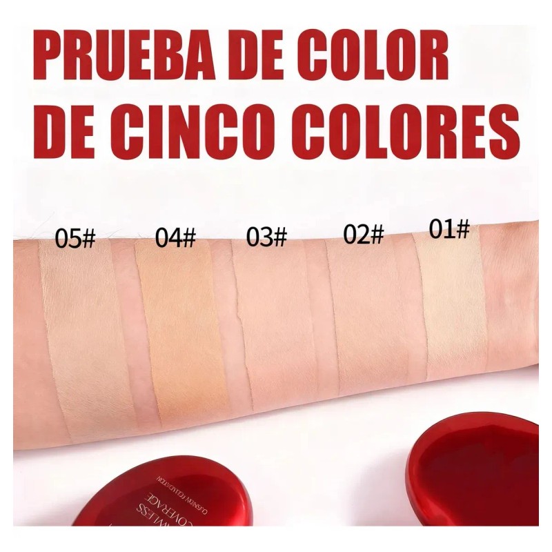 Hidratante Cushion Foundation Larga Duración Con Polvo Borla
