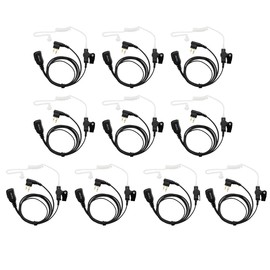 Karier 2 Pin Walkie Talkies Headset Earpiece with PTT Mic Tansparent Acoustic Tube for Motorola CP200 GP300 GP3188 CLS1410 CLS1100 Two-Way Radios (10 Pack)
