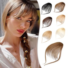 Fanguilar Bangs Hair Clip in Bangs Real Human Hair Clip on Bangs Wispy Bangs Hair Clip in Human Hair Extensions Hair Bangs for Women's Hair