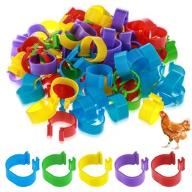 100 PCS Chicken Leg Rings Bands 16mm Colorful Identification Chicken Tags for Legs, Clip on Poultry Leg Band Rings for Ducks, Quail, Chicks, Goose, Gamefowl, Turkey(5 Color)
