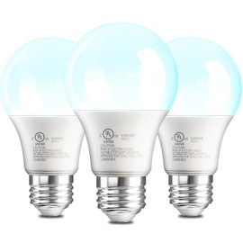 LED Light Bulbs Daylight White 5000K, 60 Watt Equivalent A19 LED Bulb, 9W E26 Standard Base, 800 Lumens 15000 Hours 120V, Non-Dimmable, Bright Energy Saving Lightbulbs for Bedroom Indoor, 3 Pack