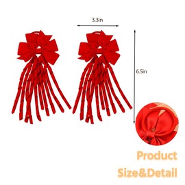 Cheerleading Hair Tie with Curly Ribbons for Hair Bow Scrunchies for Women Red Cheerleader Hairs Accessories Decoration Bowknot Hairs Ring Bows Bands Ponytail Holders 2Pcs