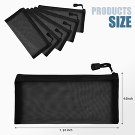 SimautHawk 5 Pieces 7.87" x 4", Zipper Mesh Bags, a Bag with a Zipper Cosmetic Organizer Pouch for Daily or Travel to Keep Small Items(M, 5pcs, Black, 7.87" x 4")