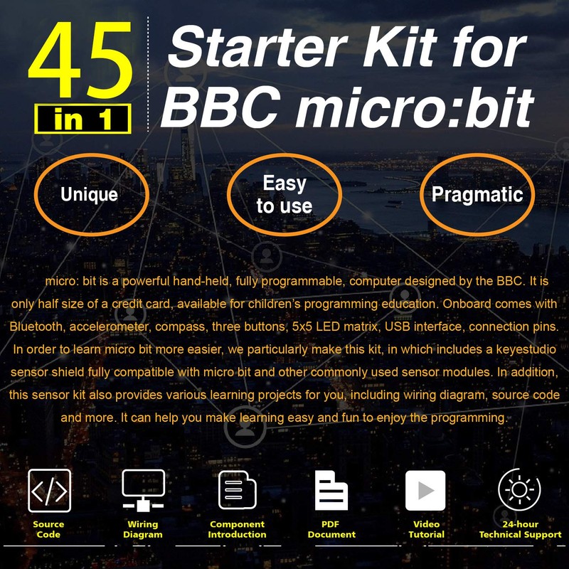 KEYESTUDIO 45 Sensors Starter Kit for BBC Microbit V2.2 V2