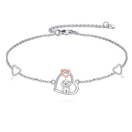 JERWLI Maltese Gift 925 Sterling Silver Maltese Dog Bracelet Maltipoo Cute Dog Jewellery Gifts For Women Female Lover