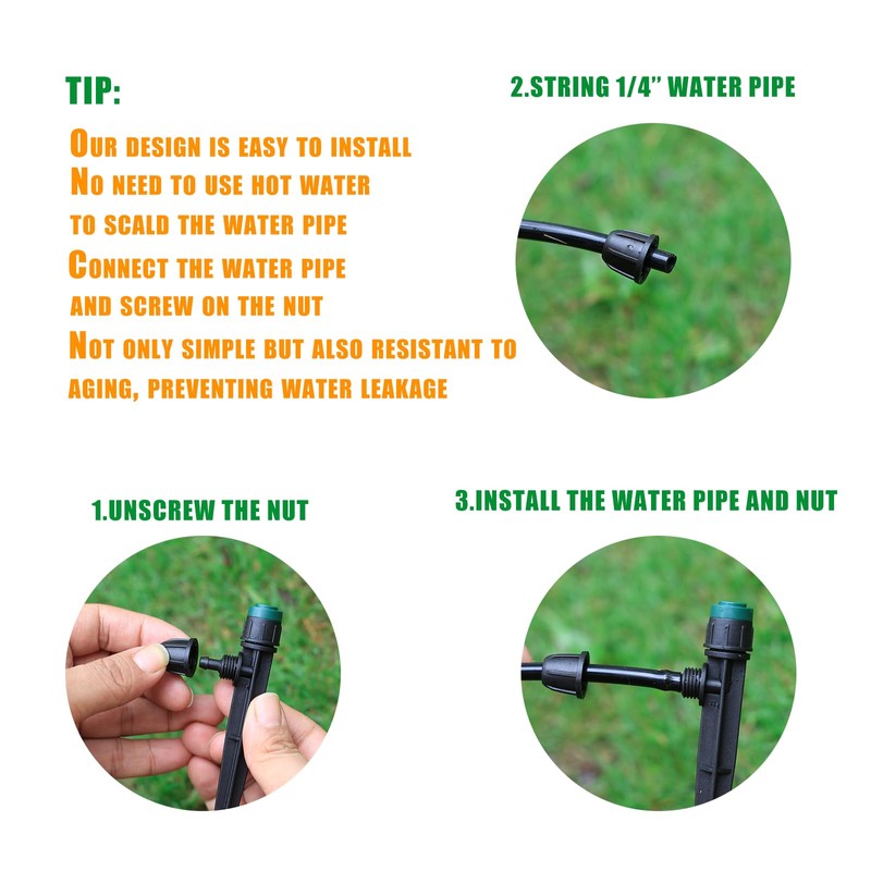 Drip Irrigation Emitters Sprayers for 1/4" Tubing, with Lock Barbed