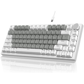 Ajazz AK820 Wired  gaming keyboard , 75% Layout, Hot Swap Support, Volume Knob Switch, Ergonomic Design for Gaming & Office Use - Color: Bright moon switch