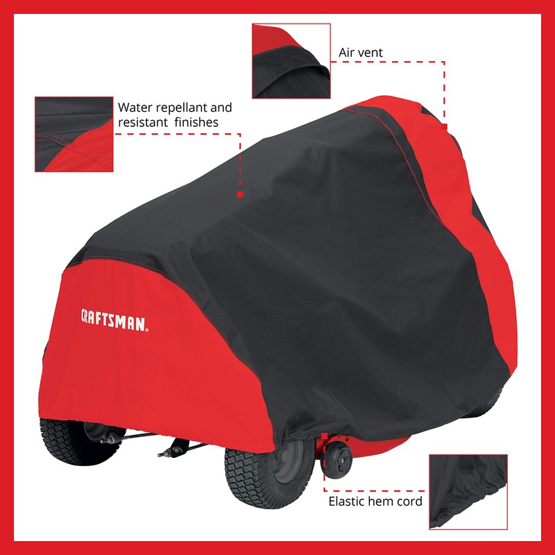 Craftsman Riding Lawn Mower Cover, Large , black/red