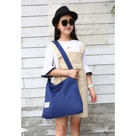 Covelin Women's Retro Large Size Canvas Shoulder Bag Hobo Crossbody Handbag Casual Tote Blue