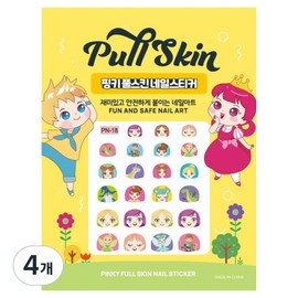 Pinky Tonky Kids Full Skin Nail Sticker, AN-18 (Princess and Prince), 4 pcs / 핑키통키 키즈 풀스킨 네일스티커, AN-18(공주와 왕자), 4개