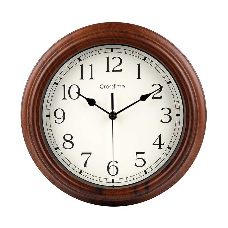 Wall Clock 12 Inch/30CM Retro Silent Non-Ticking Simulated Wooden Wall