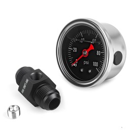 CNRAQR Universal 0-100psi Fuel Pressure Gauge 1/8" NPT Oil Press Gauge with 8AN Male to 8AN Male Fuel Pressure Fitting Adapter