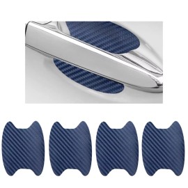 Door Protection 4 Set Blue Carbon Fiber Truck Car Door Handle Protector Anti-Scratch Small Size