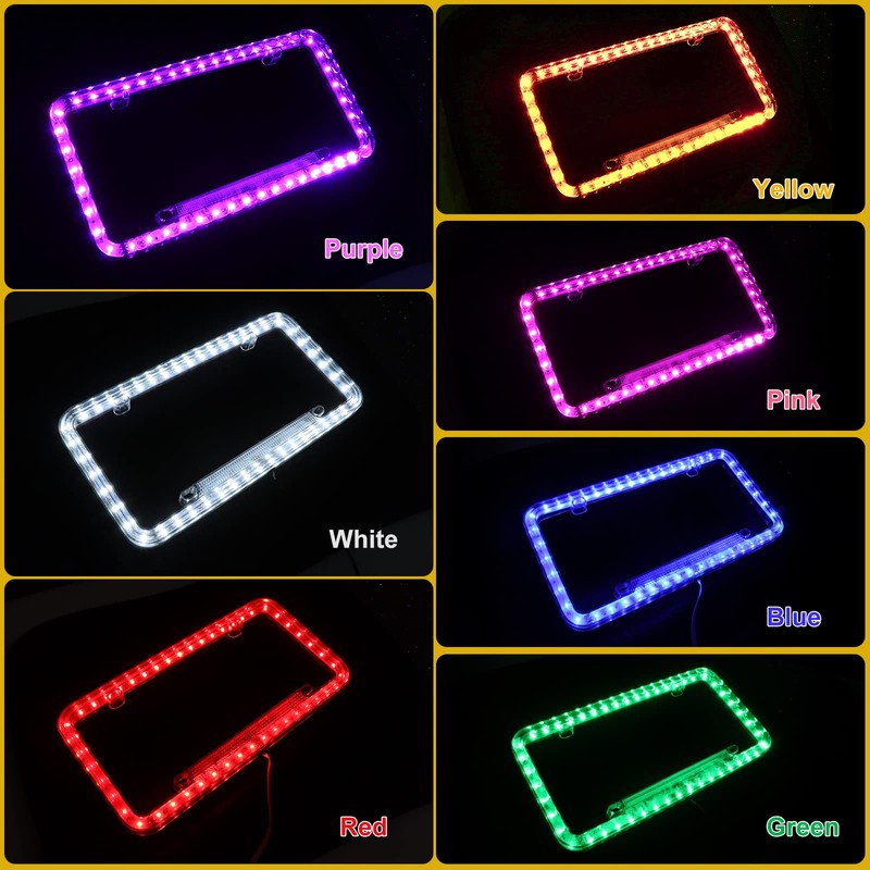 Follicomfy 12 V 54 LED Color Light License Plate Frame