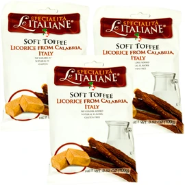 Serra Le Italiane, Italian Natural Toffee Licorice Candy from Calabria Italy, 3.5 oz (Pack of 3)