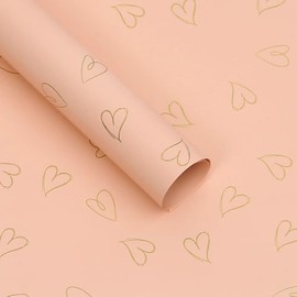 20 Stück doppelseitiges farbiges Blumen-Geschenkpapier, wasserdicht, Valentinstags-Blumenstrauß-Geschenkpapier, elegantes Geschenkpapier, mit goldenen Herzen, 55,9 x 55,9 cm (Creme-Champagner)
