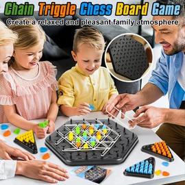 Chain Triangle Game, 2 Player Triangle Games, Triggle Rubber Chess Board Games for 2 Players, Triggle Board Game with Rubber Band
