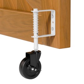 YONSIN 4" Heavy Duty Spring Loaded Gate Caster Wheel with Side Brake, Drag Gate Wheels with 360° Swivel for Wooden Gate Fence, Metal Tube Gate, Anti Sag Gate Kit, 200 Lbs Capacity, 1 Pac, White