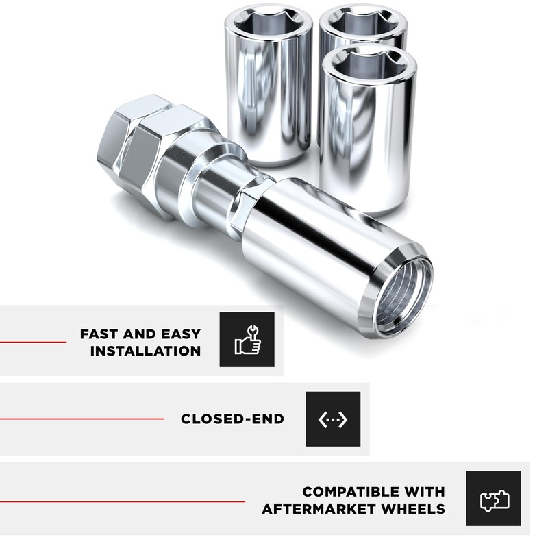 White Knight 2807-4 Tuner Acorn Lug Nut with Key, Chrome,