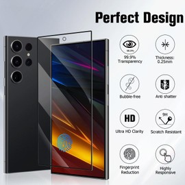 SURFCUZ [3 Pack] Screen Protector For Galaxy S24 Ultra(6.9 Inch) [Tempered Glass] [Japan Glass with 9H Hardness] Fingerprint Unlock with Installation Frame HD Clear Screen Protector