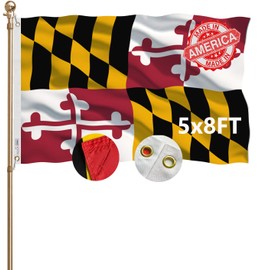 KEYCA Maryland State Flag 5X8 FT 100% Made in The USA- Heavy Duty Vibrant Colors Double Sided Maryland MD Flags with 3 Brass Grommets for Home/Company/Indoor Outdoor Decoration