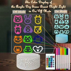 Laysinly Acrylic Dry Erase Board with Lamp Base, 6.96"x5.43" 3D Night Light, 7 Colors Pen, Remote Control, USB Powered, Clear White Board LED Note Board Plan, Memo, Calendar for Girls Boys