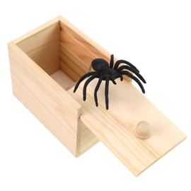 Xmoyaas Wooden Spider Prank Box, Rubber Spider Hidden in A Box Fun Prank Handicraft, Original Spider Trick Box, Christmas, April Fool or Birthday Surprise Toy Practical Gift Joke Toys for Kids Adults