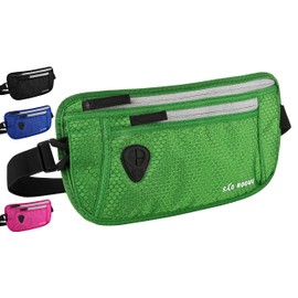 SAO ROQUE ® Bum Bag for Men and Women, Passport Case, Belt Bag, Travel Gadgets with RFID Blocker, Hip Bag, Stylish, Money Belt, Flat, Green (S), money belt