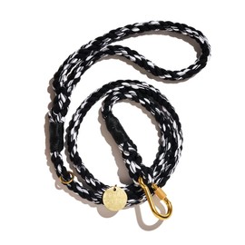 Found My Animal - Black & White Up-Cyled Rope Dog Leash, Standard-S-Adjustable Solid Brass Lockable Carabiners - Heavy Duty Dog Training Leash - Handcrafted Up-Cycled Puppy Leash Rope - Made in USA