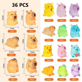 EMPHASISY Mini Capybara Figurines, 36 Pack Miniature Cute Capybara Classic and Luminous Resin Animals for Fairy Garden Bonsai Miniature Landscape Desktop Dollhouse