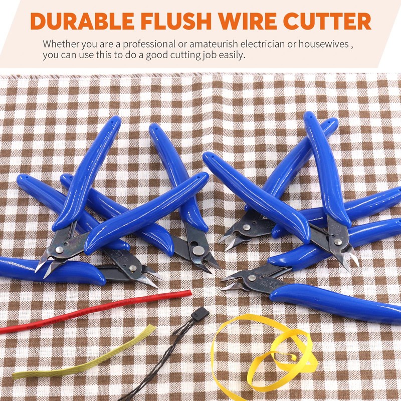 Rustark 6Pcs 5 Inch Micro Wire Flush Cutters, Precision Plastic