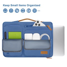 MOSISO 360 Protective Laptop Case 13.3 inch, 13-13.3 inch Laptop Sleeve Compatible with MacBook Air/Pro 13/Pro 14, HP Dell Acer ASUS, Side Open Carrying Case with 4 Zipper Pockets&Handle, Cadet Blue