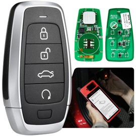 Autel Original Blank Key, IKEYAT004CL, 2025 Programmable Universal Key Fob Replacement, 4-Button OE-Quality for 700+ Vehicles, OBD Learning, Dual-Band, 130FT Remote, Work w/ KM100 Scan Tool