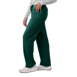 Peelz Scrubs Sara 4-Pocket Straight-Leg Scrub Pants for Women - Soft Stretch Fabric, Elastic Waistband, Comfort Fit, Surgical Green, Medium