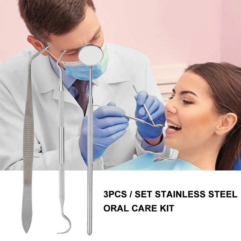 Oral Care Kit 3pcs/Set Stainless Steel Oral Care Kit Plaque