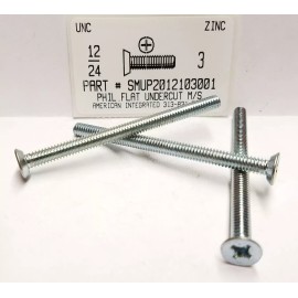 AMERICANINTEGRATEDSUPPLY.COM #12-24x3 Undercut Flat Head Phillips Machine Screws Steel Zinc Plated (10)
