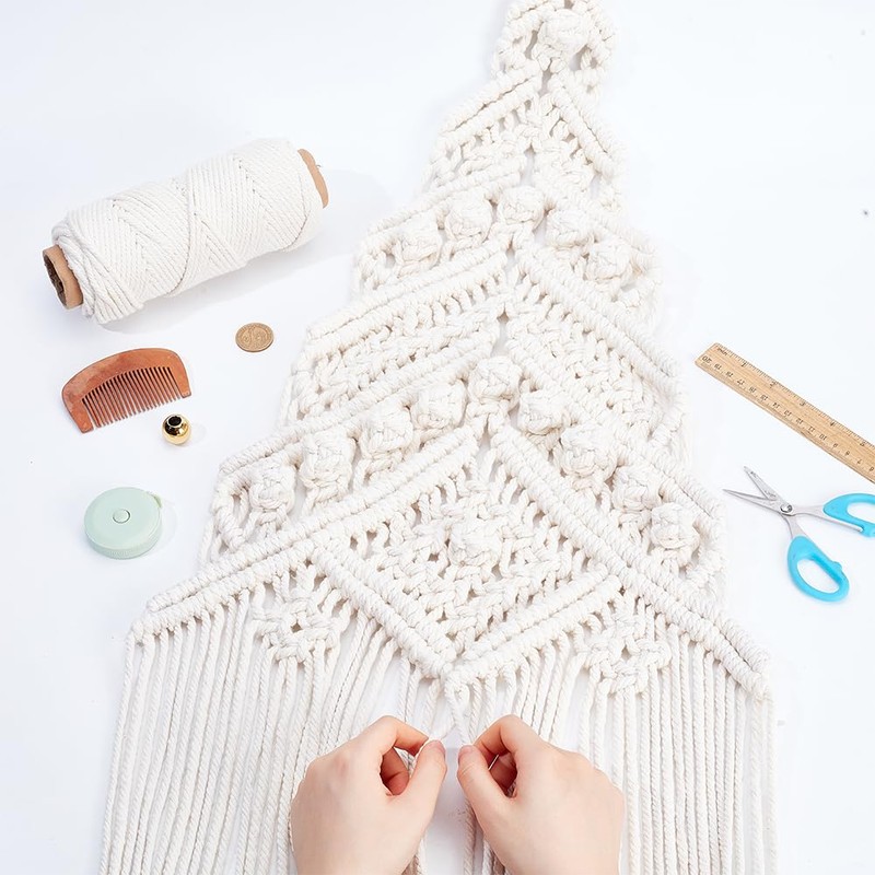 ORIGACH DIY Macrame Christmas Tree Wall Hanging kit Handmade Woven