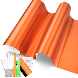 Free Tool Kit Orange Brushed Aluminum Vinyl Wrap Sticker Decal Film Sheet Air Bubble Release Channel Self Adhesive - 60"X180" (5FT X 15FT)