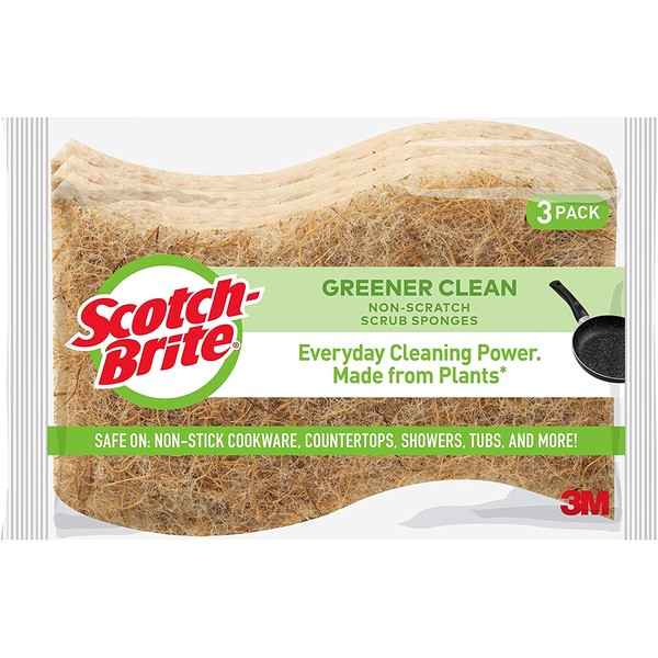 Scotch-Brite Greener Clean Non-Scratch Scrub Sponges, Lasts 50% Longer than the Leading National Value Brand, 2 Scrub Sponges